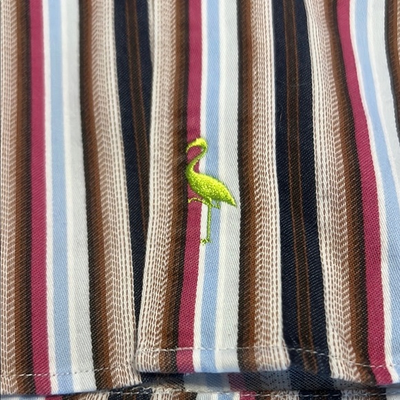 Men’s Tailorbyrd sz L Colourful Striped Button Down Brown Blue Pink - Picture 2 of 11